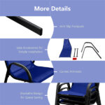 Navy 2 Pack Stackable Patio Dining Chairs, Ergonomic Steel Frame Breathable Fabric Outdoor Chairs 330 LBS Capacity - Image 4