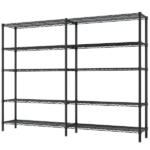 5-layer double row, freely adjustable layer spacing, with adjustable feet, display stand, iron, 177*40*180cm, powder-coated black - Image 2