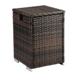 Replace 95812680 40*40*57cm Iron Frame Gas Bottle Storage Rattan Side Table Brown Gradient - Image 14