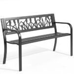 49in PVC Tulip Backrest Iron Bench Black - Image 2