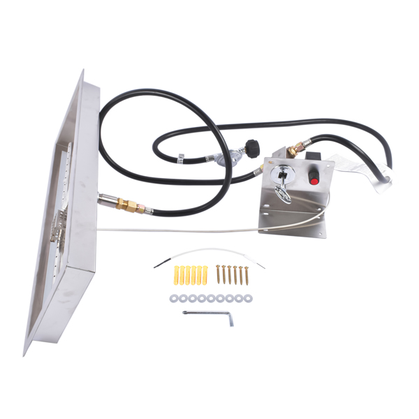 24 x 8-inch Fire Pit Pan Stainless Steel Fire Pit Burner Kit Rectangular Indoor or Outdoor