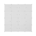 4-layer 16 Cube Organizer Stackable Plastic Cube Storage, Plastic + Steel Wire with 3 Clothes Rails, Free to Assemble, White - Image 2