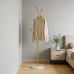 Clothing Rack, Golden Metal Freestanding Heavy Duty Clothes Rack with Marble Base, Multipurpose Garment Hanger for Bedroom, Hat, Scarf, Jacket - Image 4