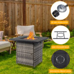 28-Inch Fire Table 50000 BTU Gas Firepit with Volcanic Stone Black - Image 6