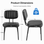 Dining Chairs Set of 2, Mid Century Modern Kitchen Chairs with Faux Leather for Kitchen, Living Room, Black - Image 2