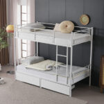 Same Code 71558202 Twin Over Twin Convertible Bunk Bed with 2 Storage Drawers, Metal Bunk Bed Can be Divided Into Two Daybeds, White - Image 4