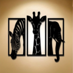 CIFbuy Metal Baked Paint African Animal 3-Piece Wall Art Set Zebra Giraffe Elephant Home Decor (TikTok, temu pickup) - Image 2