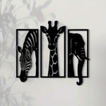CIFbuy Metal Baked Paint African Animal 3-Piece Wall Art Set Zebra Giraffe Elephant Home Decor (TikTok, temu pickup) - Image 3
