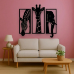 CIFbuy Metal Baked Paint African Animal 3-Piece Wall Art Set Zebra Giraffe Elephant Home Decor (TikTok, temu pickup) - Image 7
