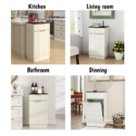 10-Gallon Woodgrain Tilt-Out Trash Can Cabinet Wooden Garbage Recycling Cabinet with Wave-Textured Hideaway Drawer&Pull-Out Bin-Multipurpose Kitchen/Bath Organizer in Antique White Finish - Image 16