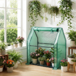 Mini Greenhouse with PE Cover, Indoor Outdoor Plant Gardening Green House for Garden Backyard, 36*18*33in, Green - Image 19