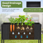 28" Elevated Raised Planter Box with Storage Shelf, Ergonomic Garden Bed for Patio Balcony Herb Vegetable - Black - Image 10