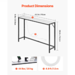 Modern Marble Console Table with Power Outlet, Slim Sofa Side Table Featuring Iron Tubes, Anti-Tip Design, and Triangular Support for Living Room, Hallway, Entryway, or Foyer - Image 2
