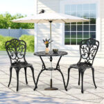 3 PCS Outdoor Bistro Set, All-Weather Cast Aluminum Butterfly Bistro Table and Chairs Set of 2, Patio Bistro Set for Backyard, Garden, Balcony Black - Image 2