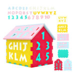 3D Puzzle Playhouse Mat for Kids 3+, 30.48×26.67×31.75cm EVA Foam Interlocking Mat with Alphabet Number Matching, Multi-Color