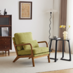 Low Arm Accent Chair - Olive Green Corduroy Upholstered Indoor Lounge Chair, Compact Single Seater with Sturdy Frame (330LBS Weight Capacity) - Image 8