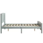 Full Single Bed Frame Vertical Striped Decorative Curved Headboard and Footboard Bed Frame Painted + Melamine Veneer & Pine + MDF Wood Bed 77.8*56.54*37.8in Grey - Image 4