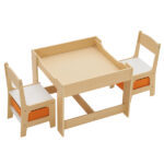 Children's Wooden Table And Chair Set With Two Storage Bags (One Table And Two Chairs) - Image 57