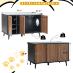 Litter Box Enclosure, Cat Litter Box Furniture with Hidden Plug, 3 Doors,Indoor Cat Washroom Storage Bench Side Table Cat House, Large Wooden Enclused Litter Box House, Black and Walnut - Image 3