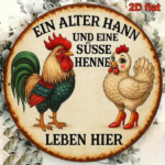 CIFbuy 1pc 8x8 Inch Round French Aluminum Sign, Vintage Rooster & Cute Hen Farm Animal Decorative Plaque, 2D Flat Metal Wall Art For Ki TikTok, TikTok, Farm Self-pickup Logiopics - Image 5