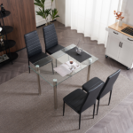4pcs Elegant Assembled Stripping Texture High Backrest Dining Chairs Black Replace encoding 13028198-18410366 - Image 100
