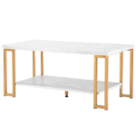 Same Code 35647920 (106 x 50 x 48cm) Simple Double-layer Golden Iron Pipe Marble PVC Coffee Table Rectangular - Image 41