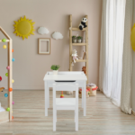 Flip Top Kids Table and Chair Set, Wood Activity Table Set with Storage Space for Arts Crafts, White - Image 15