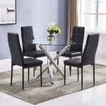 90*90*75cm Round Glass Dining Table Transparent Glass Table Leg Cross Design - Image 12