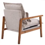 Cloud Shaped Indoor Leisure Chair with Solid Wood Armrest, Metal Frame, Chenille Fabric Accent Chair with Lumbar Pillow, Single Sofa Chair Khaki - Image 15