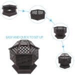 22" Hexagonal Shaped Iron Brazier Wood Burning Fire Pit Decoration for Backyard Poolside - Image 38