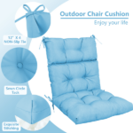 High Back Chair Cushions Set of 2, Waterproof Outdoor Rocking Chair Cushion with Ties, Rocking Chair Cushion for Outdoor Patio, Garden Porch - Image 5