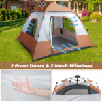 240*240*150cm Spring Quick Opening Four-Person Family Tent Camping Tent Brown - Image 13