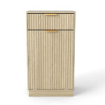 10-Gallon Woodgrain Tilt-Out Trash Can Cabinet with Wave-Textured Drawer & Pull-Out Bin - Multipurpose Kitchen/Bath Organizer in Oak Finish - Image 9