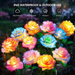 Solar Lights Outdoor Waterproof for Garden Decor, 4 Pack Solar Garden Lights for Outside, Outdoor Solar Lights for Yard with Solar Flowers Lights, Solar Powered Yard Decorations - Image 6