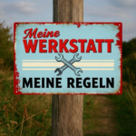 CIFbuy Retro German Slogan Metal Sign Meine Werkstatt Meine" Regeln, Vintage Tool Theme Garage Wall Decor, Wall Decor, 2D Flat Crossed Wrench Plaque WerkstatikTok, WerkstatikTok, t Self-pickup Logiopics - Image 3