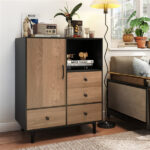 Mid-Century Modern 4-Drawer Sideboard Buffet Cabinet with Storage - Black - Image 10
