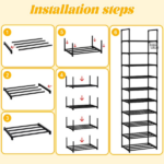 10 Tier Metal Shoes Rack, Stackable Shoe Organizer, Space-Saving Shoe Shelf Shoe Rack for Closet, Shoe Rack for Entryway and Boots Organizer (Shipment from Walmart) - Image 2
