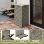 31 Gallon Large Outdoor Trash Bin, Waterproof Resin Garbage Can with Lid & Drip Tray, Light Brown Waste Container for Porch & Backyard (Shipment from Walmart) - Image 6