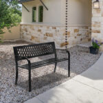 47in PVC Mesh Backrest Iron Bench Black - Image 7