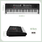 [Do Not Sell on Amazon] GEP-203 61 Key Keyboard with Piano Stand, Piano Bench, Built In Speakers, Headphone, Microphone, Music Rest, LED Screen, 3 Teaching Modes for Beginners - Image 3