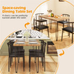 5-Piece Industrial Dining Table Set for 4, Rustic Oak Kitchen Table with 4 PU Leather Chairs - Image 9