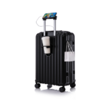 20"/24"/28" 3 pcs/set in ABS Spinner Wheel Luggage, Carry on Suitcase, with Cup Holder & USB Port & Phone Holder (Black) - Image 4