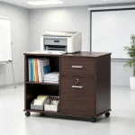 Lateral File Cabinet with Wheels – Mobile Printer Cart with Open Shelves & Drawers, Holds A4 Documents - Image 4