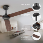 52 inch Modern Ceiling Fan with Lights,Remote Control, 3 Plywood Blades,6-Speed,Dimmable, Noiseless Reversible DC Motor,Indoor/Outdoor Ceiling Fan for Living Room Bedroom patio, 3D-X3[Unable ship on weekends, TK/TEMU only for pickup, only TX10643 warehouse supports GOFO] - Image 6