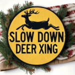 CIFbuy Metal Slow Deer Crossing Sign Round Wall Art for Home Decor (TikTok, temu pick-up service) - Image 7