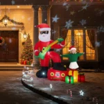 7.5FT Lighted Christmas Inflatable Decoration, Inflatable Black Santa Playing Electric Guitar, Funny Blow Up Yard Decorations with Built-in LED Lights for Holiday Party Front Yard Lawn Garden Decor - Image 5