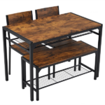 Dining Table Set for 4, Kitchen Table with 2 Chairs and a Bench, 4 Piece Kitchen Table Set for Small Space, Home Kitchen Bar Pub Apartment, Rustic Brown - Image 3