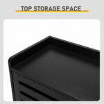 Shoe cabinet with 2 doors, 5 open compartments, and a tabletop with a back panel; made of MDF; 116*35.5*107cm; black - Image 5