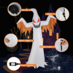 Replace 50904039 12ft 4pcs LED Lights Giant Scary Ghost Flames and Flashing Red Eyes Inflatable Halloween Decoration - Image 4