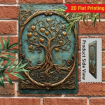 CIFbuy Vintage Tree Of Life Metal Wall Art, Turquoise Blue Golden Heart 2D Flat Metal Sign, 8x12in Waterproof Pre-Drilled Home Decor TikTok, TikTok, r Self-pickup Logiopics - Image 7